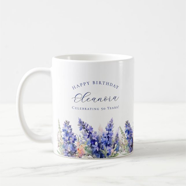 50. Geburtstag Juli Geburtstag Blume Geschenk Cust Kaffeetasse (Links)