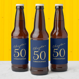 50. Geburtstag Kapitel 50 Blue Gold Bierflaschenetikett