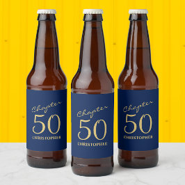 50. Geburtstag Kapitel 50 Blue Gold Bierflaschenetikett