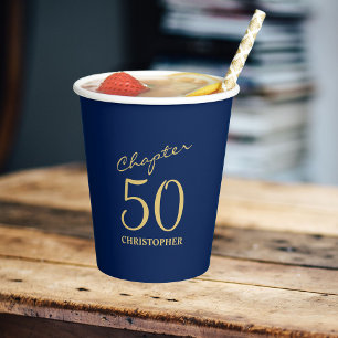 50. Geburtstag Kapitel 50 Blue Gold Pappbecher