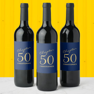50. Geburtstag Kapitel 50 Blue Gold Weinetikett