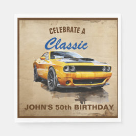 50. Geburtstag klassischer Muskelwagen Serviette