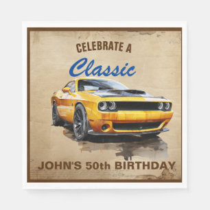 50. Geburtstag klassischer Muskelwagen Serviette