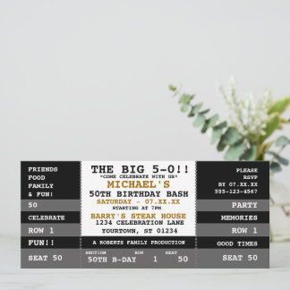 50. Geburtstag Konzert Ticket Party Einladungen