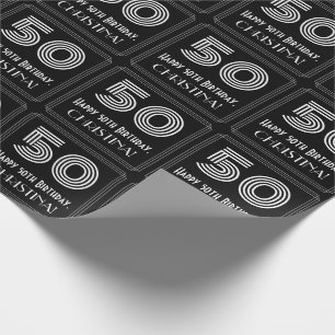 50. Geburtstag: Kunst-Deko inspirierter Blick "50" Geschenkpapier