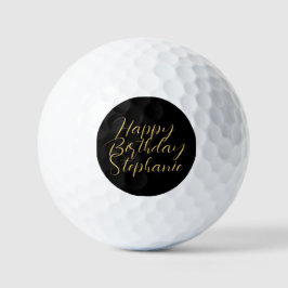 50. Geburtstag Lady Golfer Black Gold Name Elegant Golfball