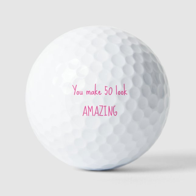 50. Geburtstag Lady Golfer Pink Name Elegant Golfball (Vorderseite)