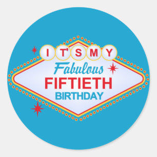 50. Geburtstag Las Vegass Runder Aufkleber