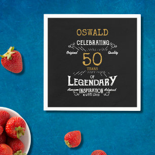 50. Geburtstag Legendary Black Gold Retro Serviette