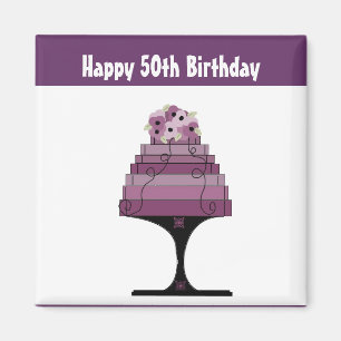 50. Geburtstag - Lila Designer-Torte Magnet