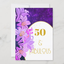 50. Geburtstag Lila florales Gold Trendy
