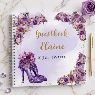50. Geburtstag Lila Glitter-Gästebuch Notizbuch
