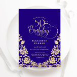 50. Geburtstag Lila Gold-Rose Einladung<br><div class="desc">Lila goldfarbene 50. Geburtstagsfeier. Klassisches Design mit Rose,  Imitaten Goldfolie und Typografie Script Schriftart. Die trendige Einladungskarte eignet sich perfekt für eine stilvolle Damenfeier. Personalisieren Sie Ihre persönlichen Daten. Kann für jedes Alter angepasst werden. Gedruckte Zazzle-Einladungen oder Sofortdownload digitaler Druckvorlage.</div>
