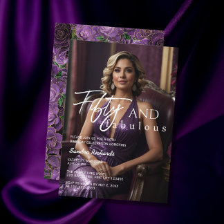 50. Geburtstag Lila Rose Einladung