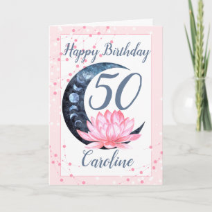 50. Geburtstag Lotus Blume Pink Karte