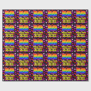 50. Geburtstag: Loving Hearts Pattern, Regenbogen  Geschenkpapier