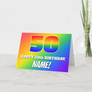 50. Geburtstag: mehrfarbiges Regenbogenmuster # 50 Karte