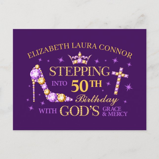 50. Geburtstag, meine Damen, christlich Postkarte (Vorderseite)