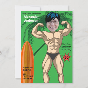 50. Geburtstag 💪 🤣 Mens Funny Bodybuilder Muscle Einladung