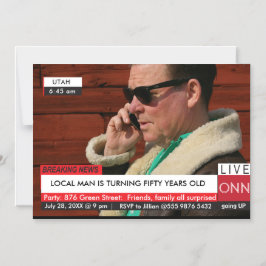 50. Geburtstag Mens Funny News TV Magneteinladung