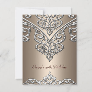 50. Geburtstag Metal Silber auf Kaffee-Overlay Einladung