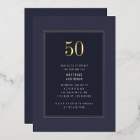 50. Geburtstag Minimal Elegant Dunkle Goldene Rahm
