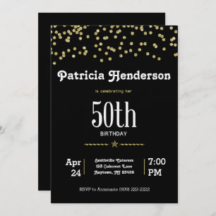 50. Geburtstag mit funkelndem Gold Einladung