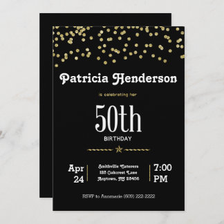 50. Geburtstag mit Glittering Gold Einladung