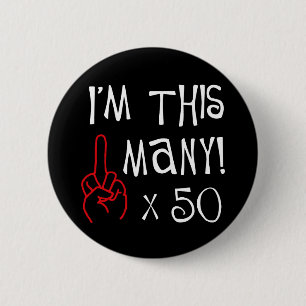 50. Geburtstag Mittelfinger-Gruß Button