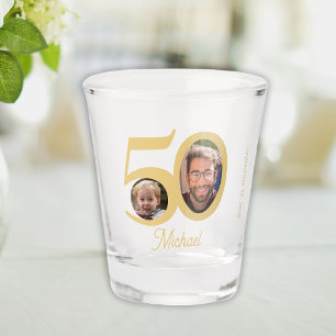 50. Geburtstag modern lustig goldene Schrift Name Schnapsglas
