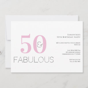 50. Geburtstag Modernes Pink 50 und fabelhaftes Pa Einladung