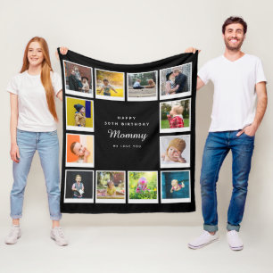 50. Geburtstag Mommy Foto Collage Vorlage Schwarz Fleecedecke