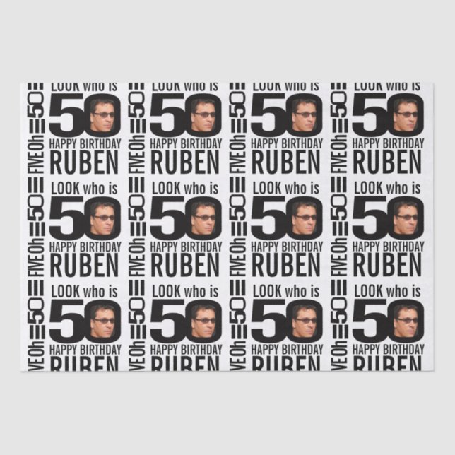 50. Geburtstag Mono sehen 50 benutzerdefinierte Fo Seidenpapier (Vorderseite)