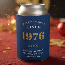 50. Geburtstag Name 1976 Blau Gold Elegant Chic