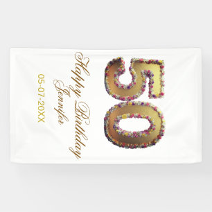 50. Geburtstag Name Datum Jahr Gold floral fett Banner
