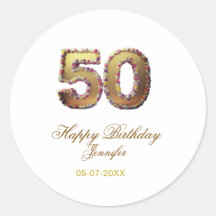 50. Geburtstag Name Datum Jahr Gold floral fett