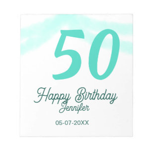 50. Geburtstag Name Datum Jahr grün Pastell fett Notizblock