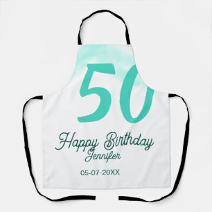 50. Geburtstag Name Datum Jahr grün Pastell fett Schürze