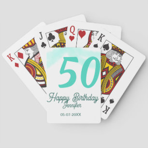 50. Geburtstag Name Datum Jahr grün Pastell fett Spielkarten