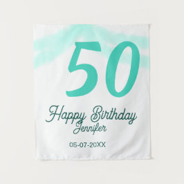 50. Geburtstag Name Datum Jahr grün Pastell fett Wandteppich