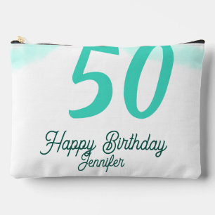 50. Geburtstag Name Datum Jahr grün Pastell fett Zubehörtasche