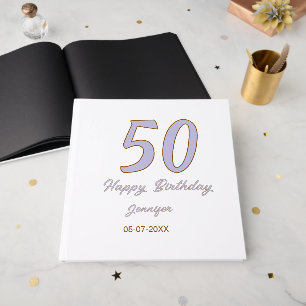 50. Geburtstag Name Datum Jahr lila braun Mode Gästebuch