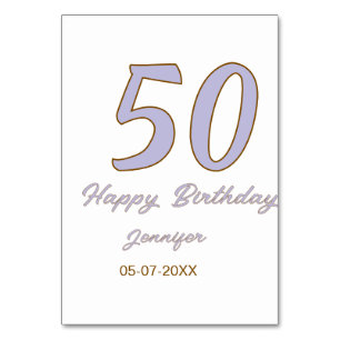 50. Geburtstag Name Datum Jahr lila braun Mode Tischnummer