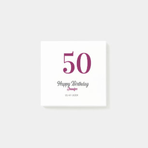 50. Geburtstag Name Datum Jahr Mauve Vorlage Post-it Klebezettel