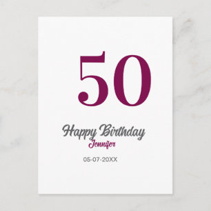 50. Geburtstag Name Datum Jahr Mauve Vorlage  Postkarte