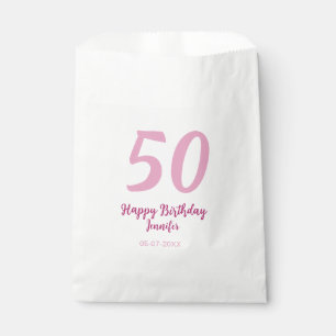 50. Geburtstag Name Datum Jahr pink rot fett Geschenktütchen