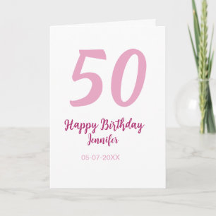 50. Geburtstag Name Datum Jahr pink rot fett Karte
