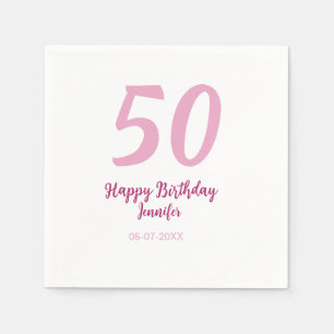 50. Geburtstag Name Datum Jahr pink rot fett Serviette