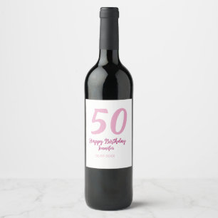 50. Geburtstag Name Datum Jahr pink rot fett Weinetikett