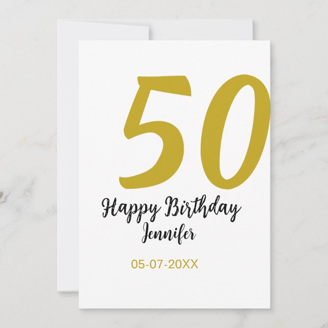 50. Geburtstag Name Datum Jahr schwarze Vorlage ge (Vorderseite)